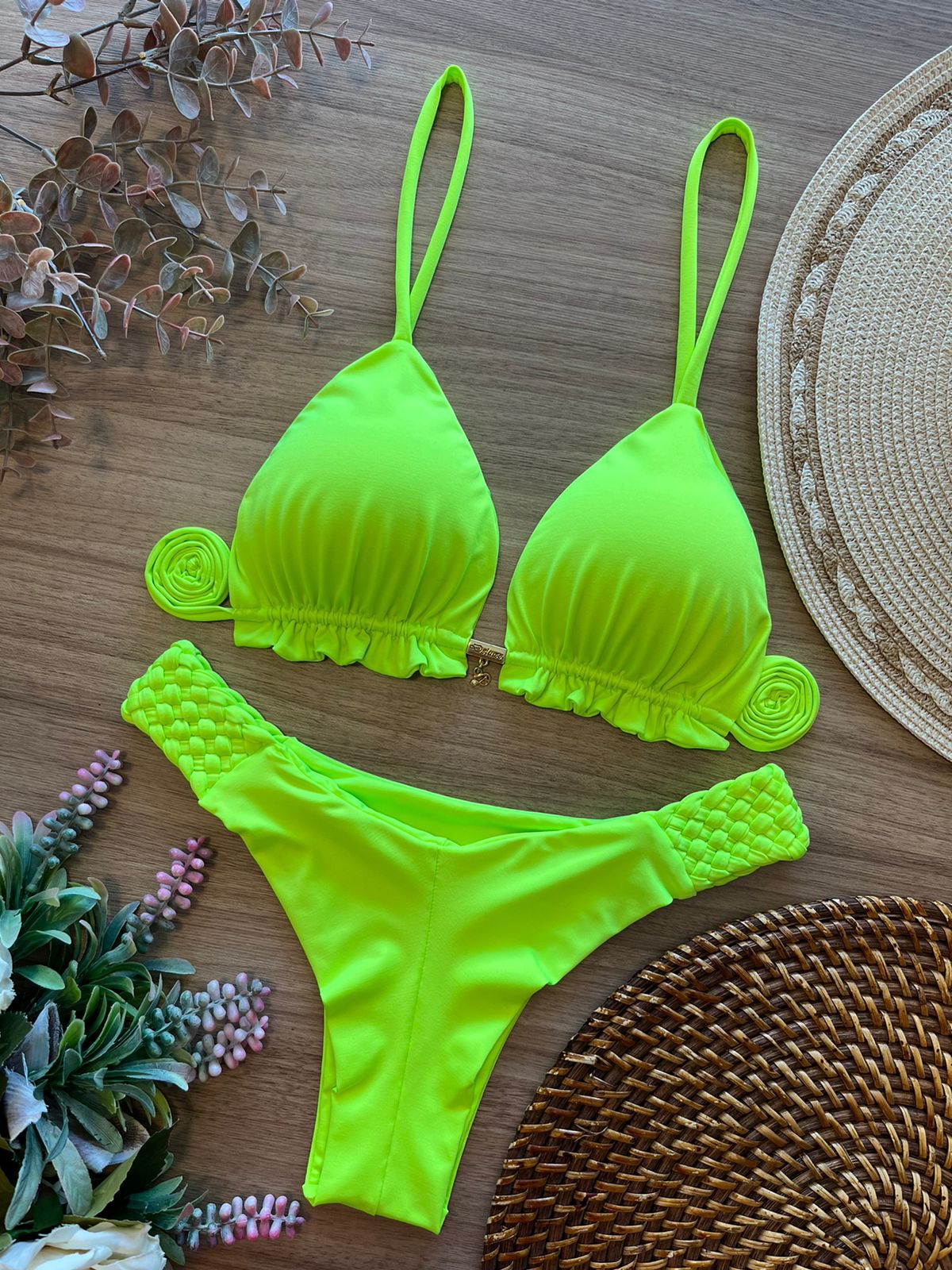 BIQUINI TRANÇADO AMARELO NEON