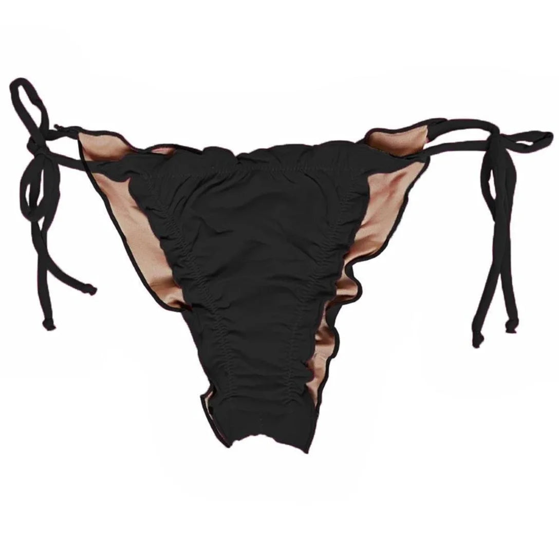 Conjunto Biquíni Cortininha Amarração Feminino Bojo Verão - Preto