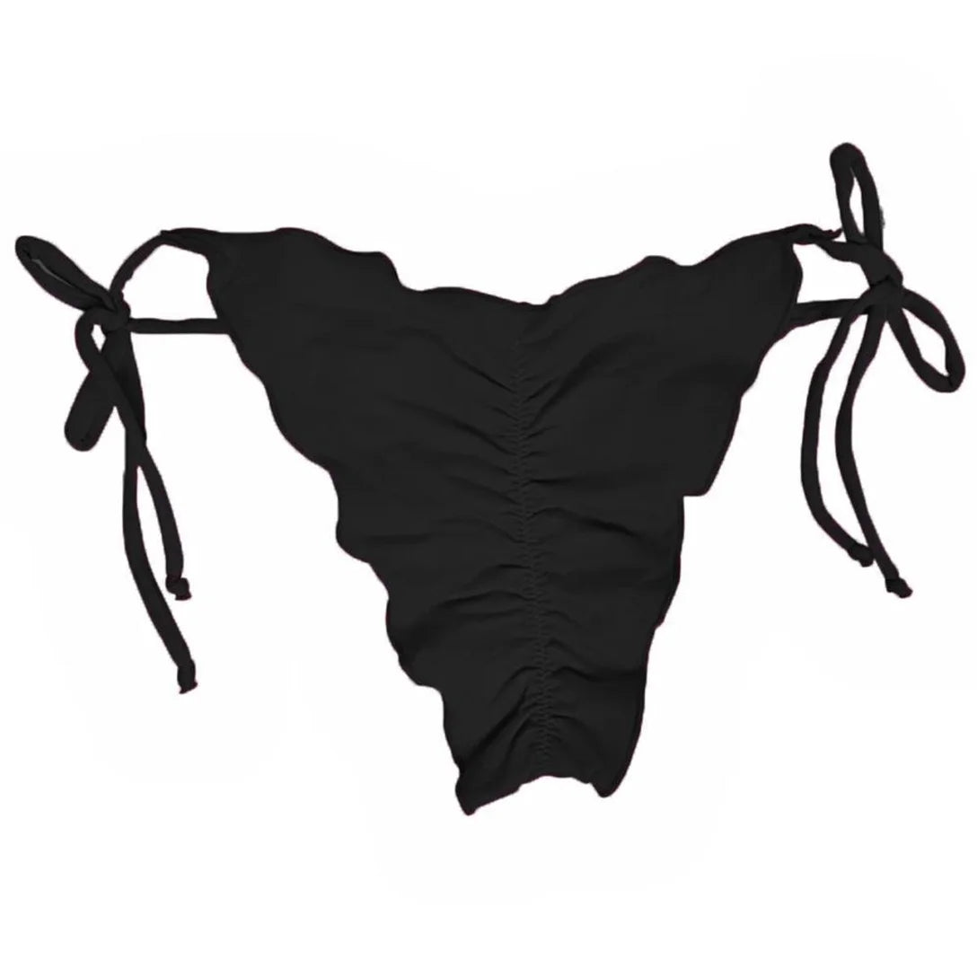 Conjunto Biquíni Cortininha Amarração Feminino Bojo Verão - Preto
