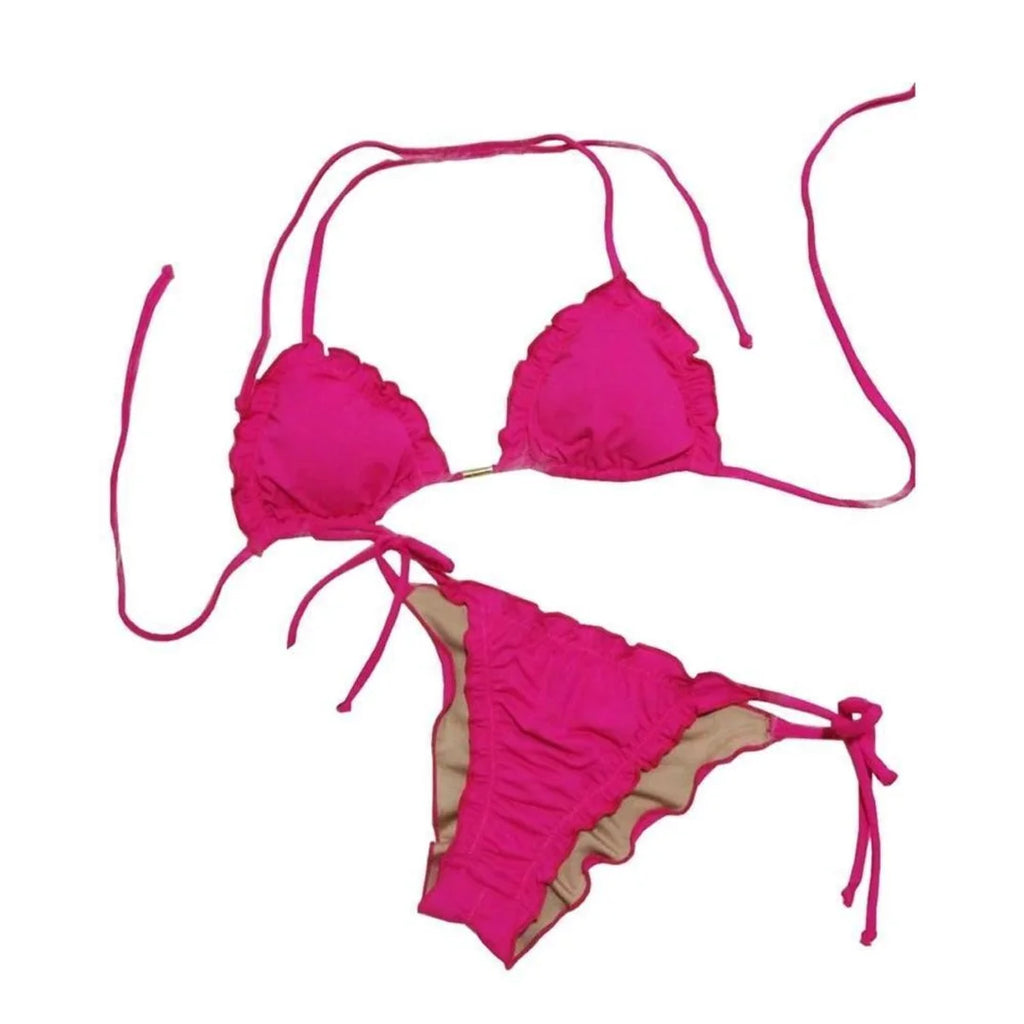 Conjunto Biquíni Cortininha Amarração Feminino Bojo Verão - Rosa