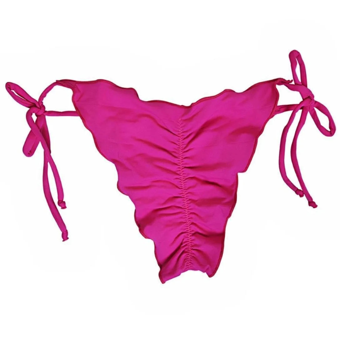 Conjunto Biquíni Cortininha Amarração Feminino Bojo Verão - Rosa